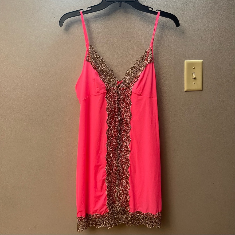 Victoria’s secret neon pink lace mini slip dress